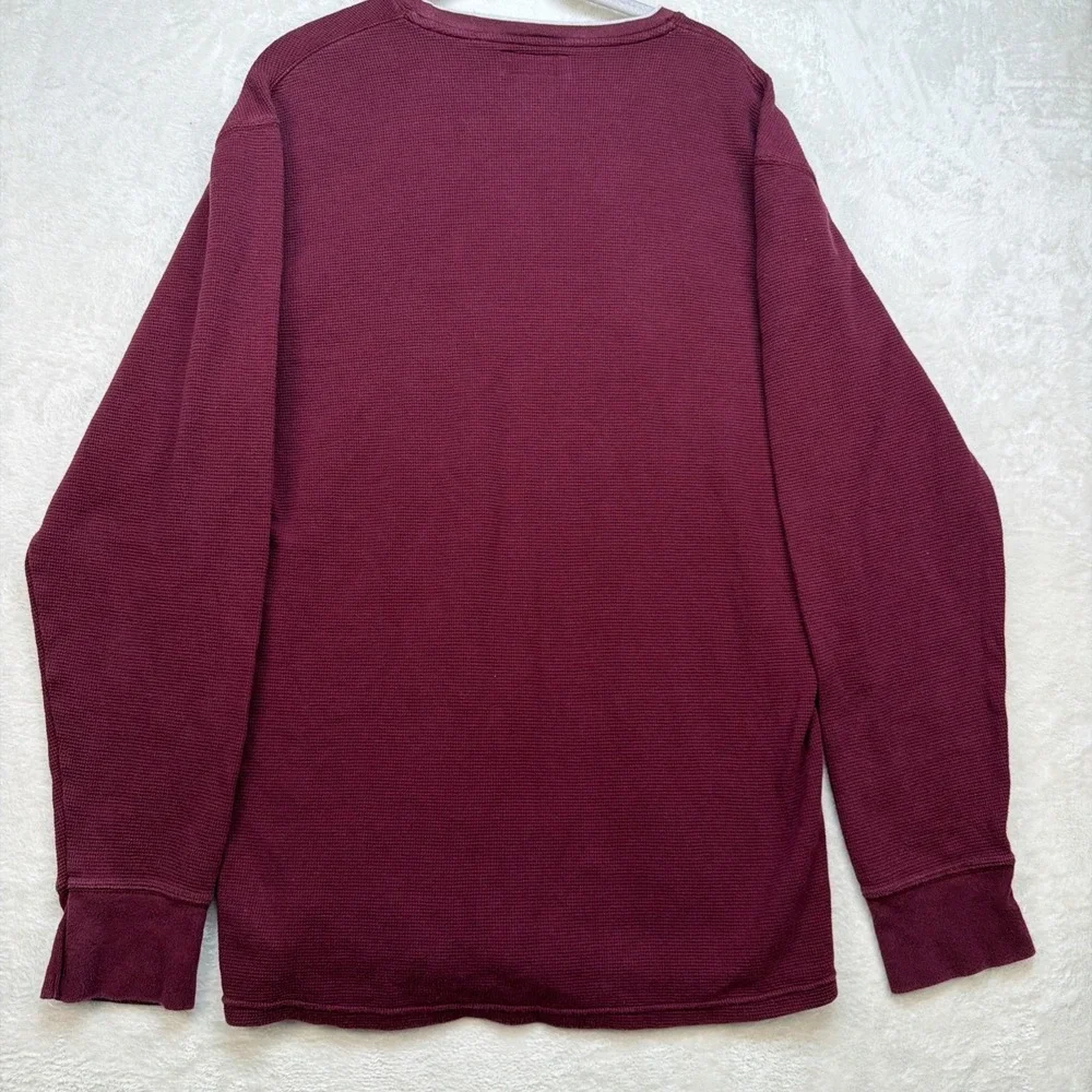Polo Ralph Lauren Waffle Knit Thermal Shirt Burgundy‎ Crewneck XL Preppy